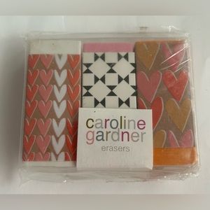 New Carole Gardner Set of 3 Erasers Heart Design Valentine's Day Valentine